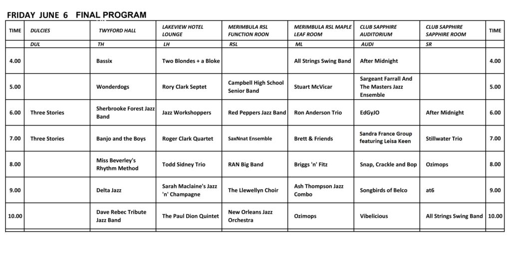 Festival Program - The Merimbula Jazz Festival